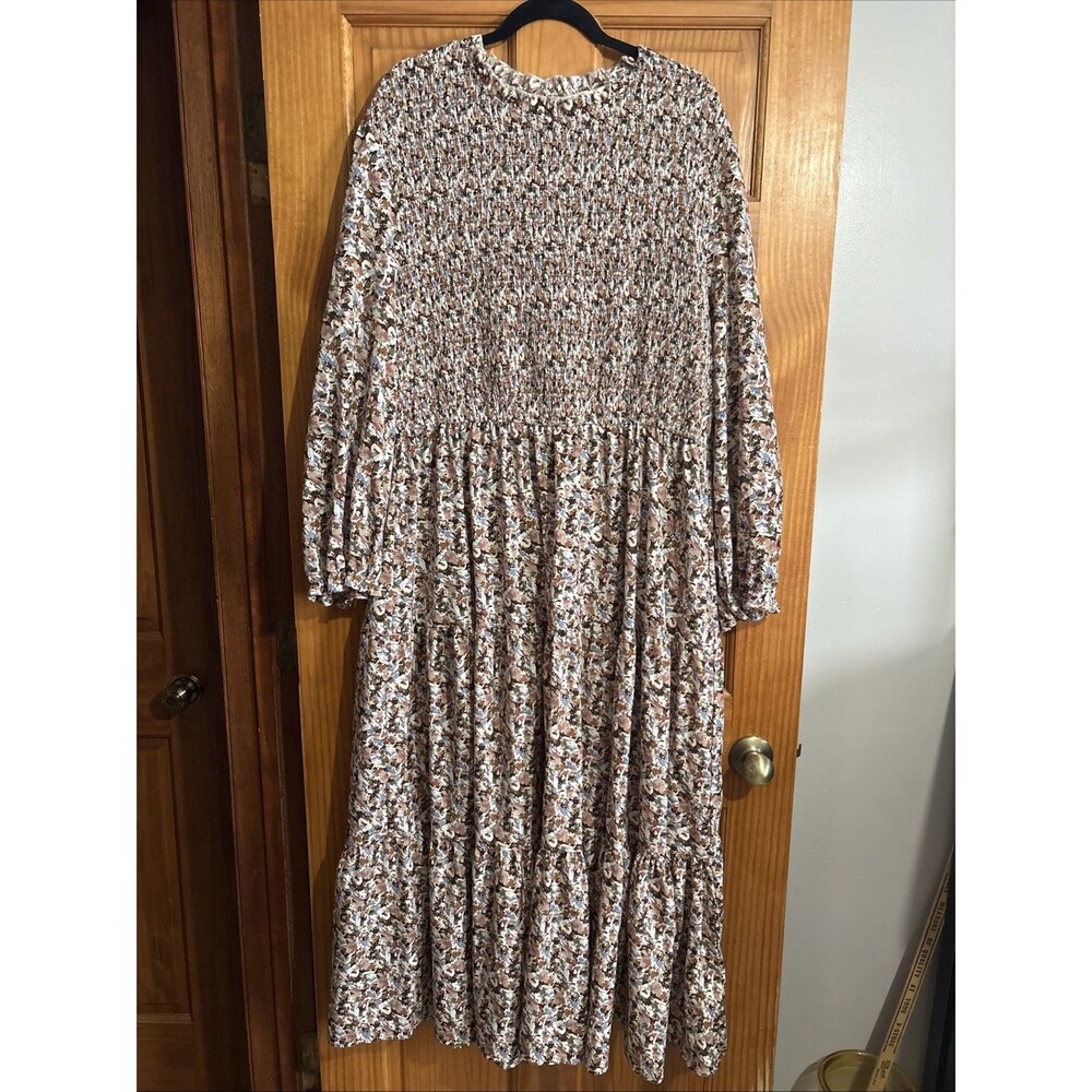 Hayden Los Angeles Dress Womens 3XL Floral Smocked Maxi Boho Plus Size Cottage